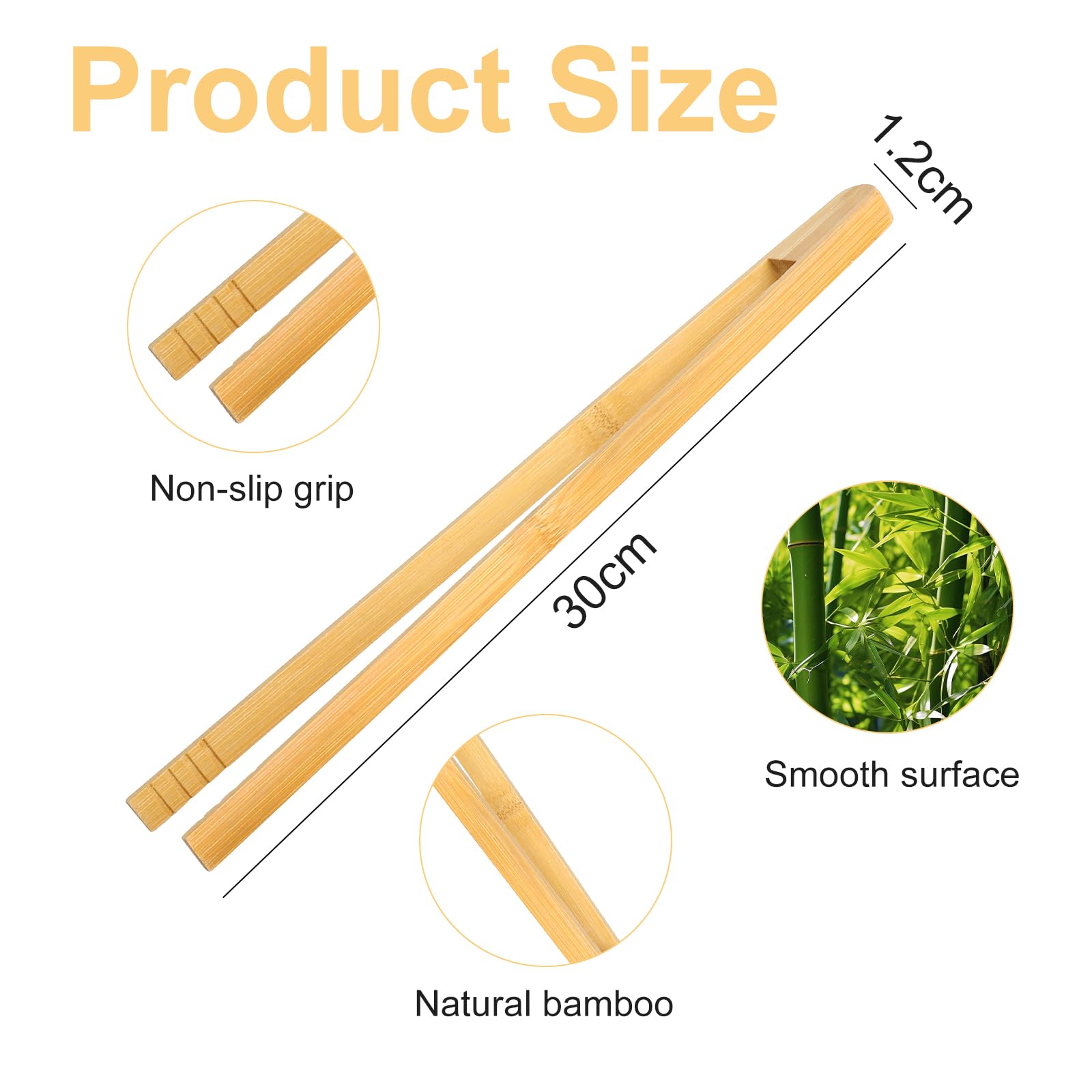 Lot de 3 pinces à barbecue en bois de hêtre de 30 cm pour saucisses, pinces de cuisine en bois de qualité supérieure avec fraisage rainuré, toast tongs pour salade, barbecue, steaks et légumes