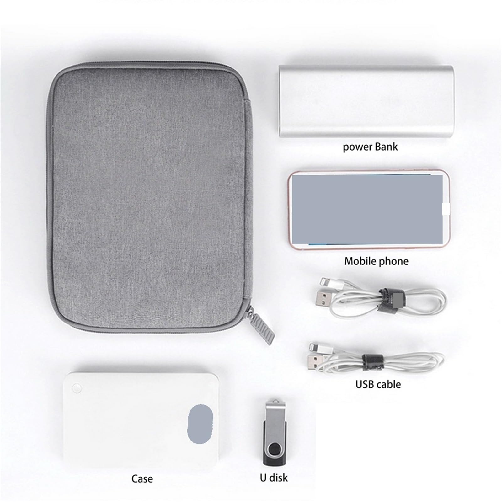 Torba na akcesoria elektroniczne, 2 szt. Etui na zestaw podróżny kabel do transmisji danych USB przewód słuchawek długopis Power Bank elektronika cyfrowa(Small Black)