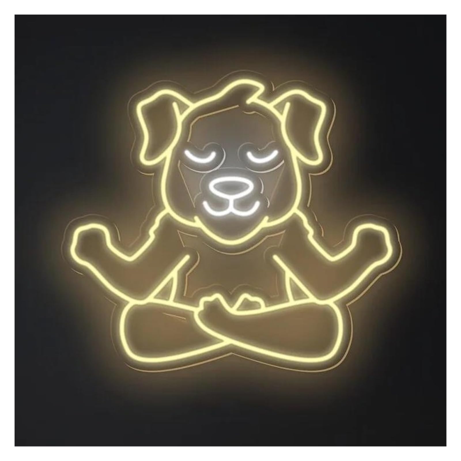 Scritta luminosa Insegna Al Neon Con Cane Carino In Posizione Di Meditazione, Decorazione Da Parete Per Interni, Studio Yoga, Palestra, Luci Dimmerabili Per Amanti Degli Animali(B)