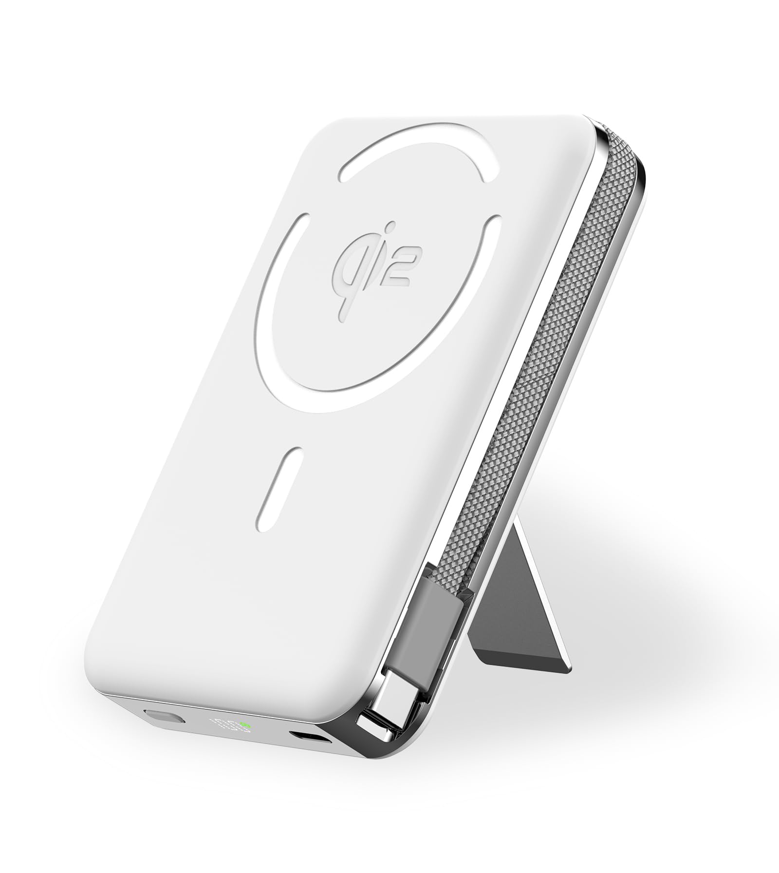 TONEOF 10000mAh Magnetic Power Bank, Qi2 Certified 15W Wireless Charging, USB-C PD 35W Wired Fast Charging, Portable Phone Charger with Built-in Cable and Stand for iPhone 12-16 Series and Android M02B