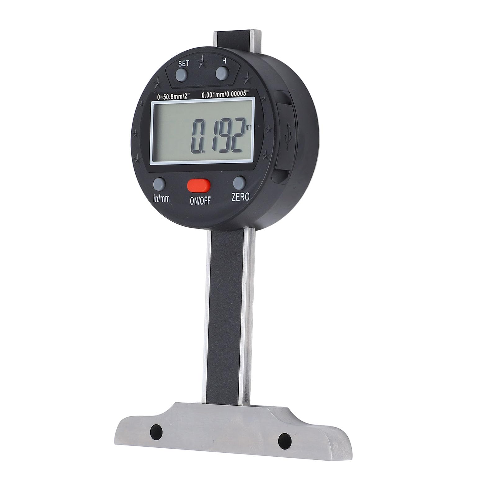 KIMISS Micrómetro Digital de Calibre de Profundidad de 0 a 50,8 Mm para Mediciones Precisas, Herramienta de Medición Electrónica de Alta Precisión con Puerto USB