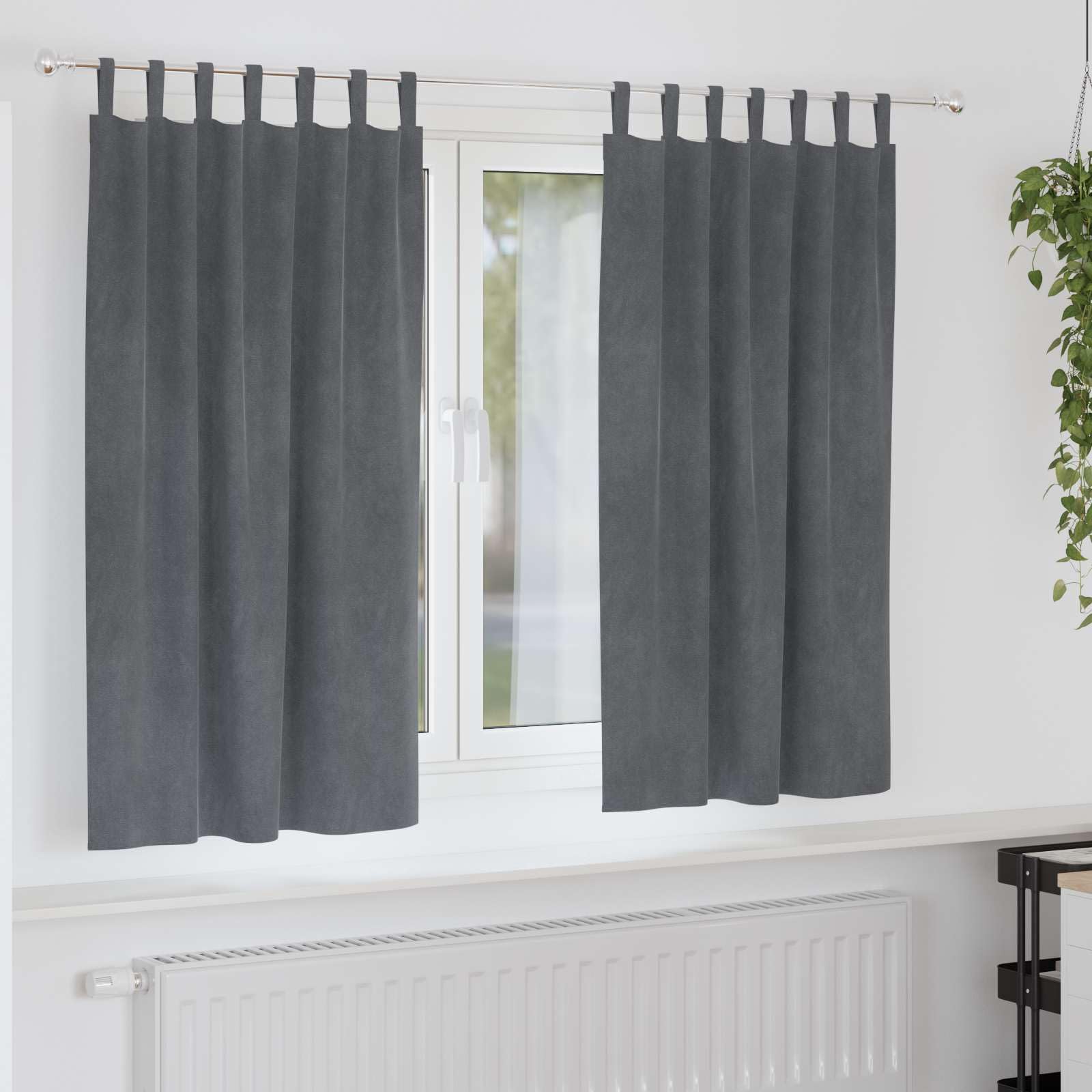 Cortinas opacas de terciopelo gris claro, 2 unidades, 140 x 175 cm, con trabillas de tela para salón, dormitorio, habitación infantil, opacas, aislamiento térmico, protección contra el frío