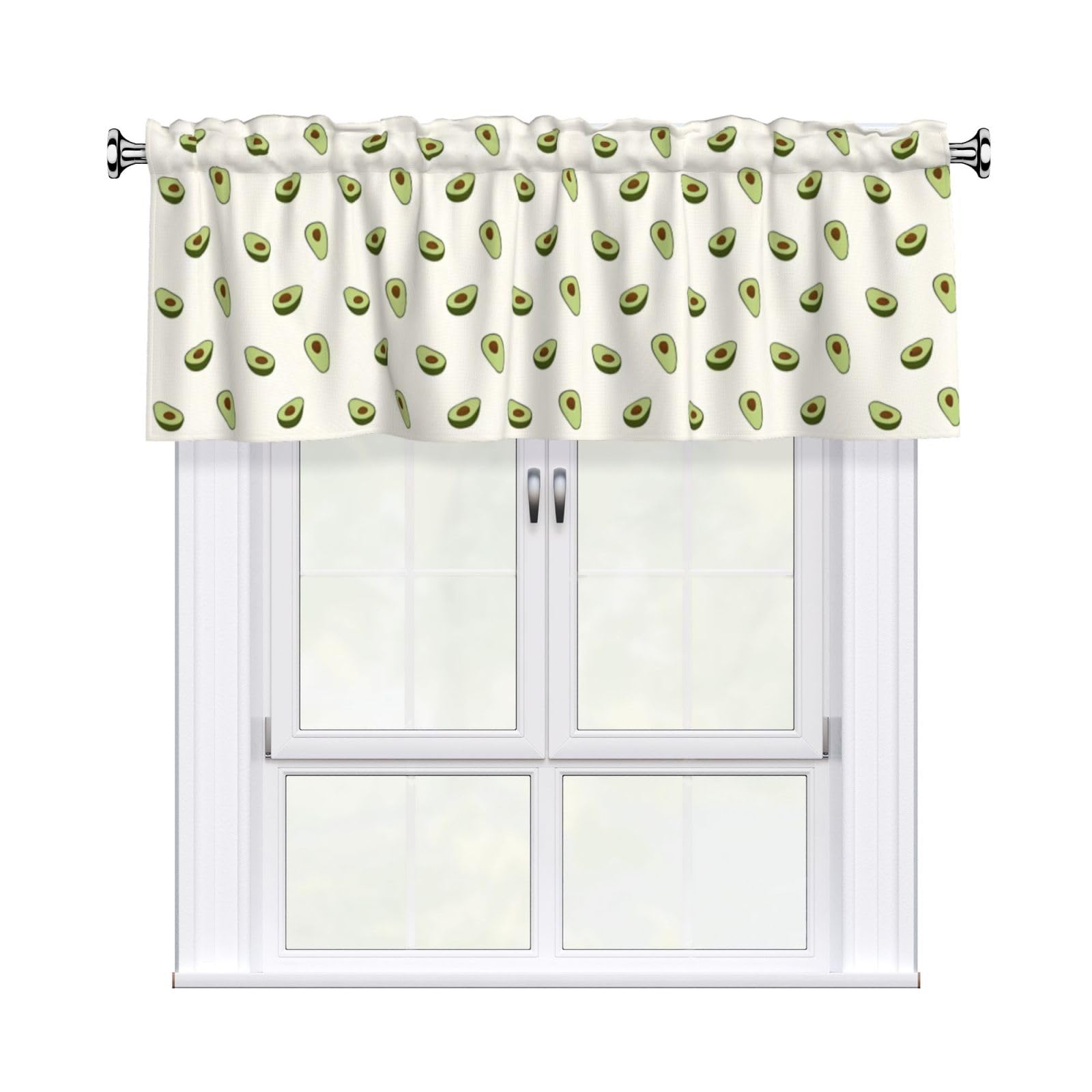 WHJSSF cute Avocado Prints Housewarming Gift – Peach Skin Window Valance 54x18 for a Cozy Kitchen Refresh