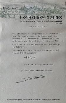 【ダリのリトグラフ】「神曲第33歌」【直筆サイン・保証書付き】 Amazon.co.jp: ダリのリトグラフ「神曲第33歌」直筆サイン保証書