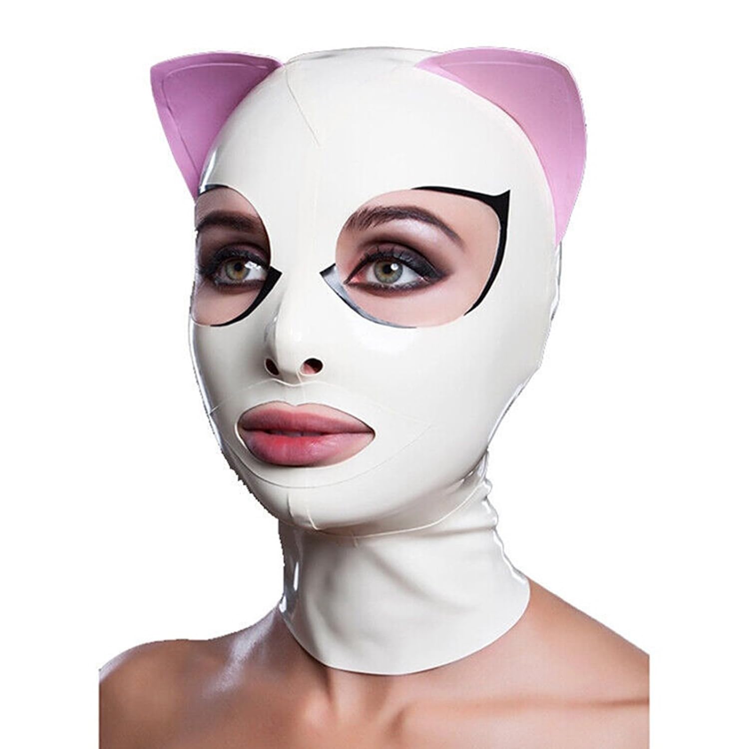 WXLPCGO Latex Hood Masks Full Face Latex Mask for Men Women Open Eyes Mouth