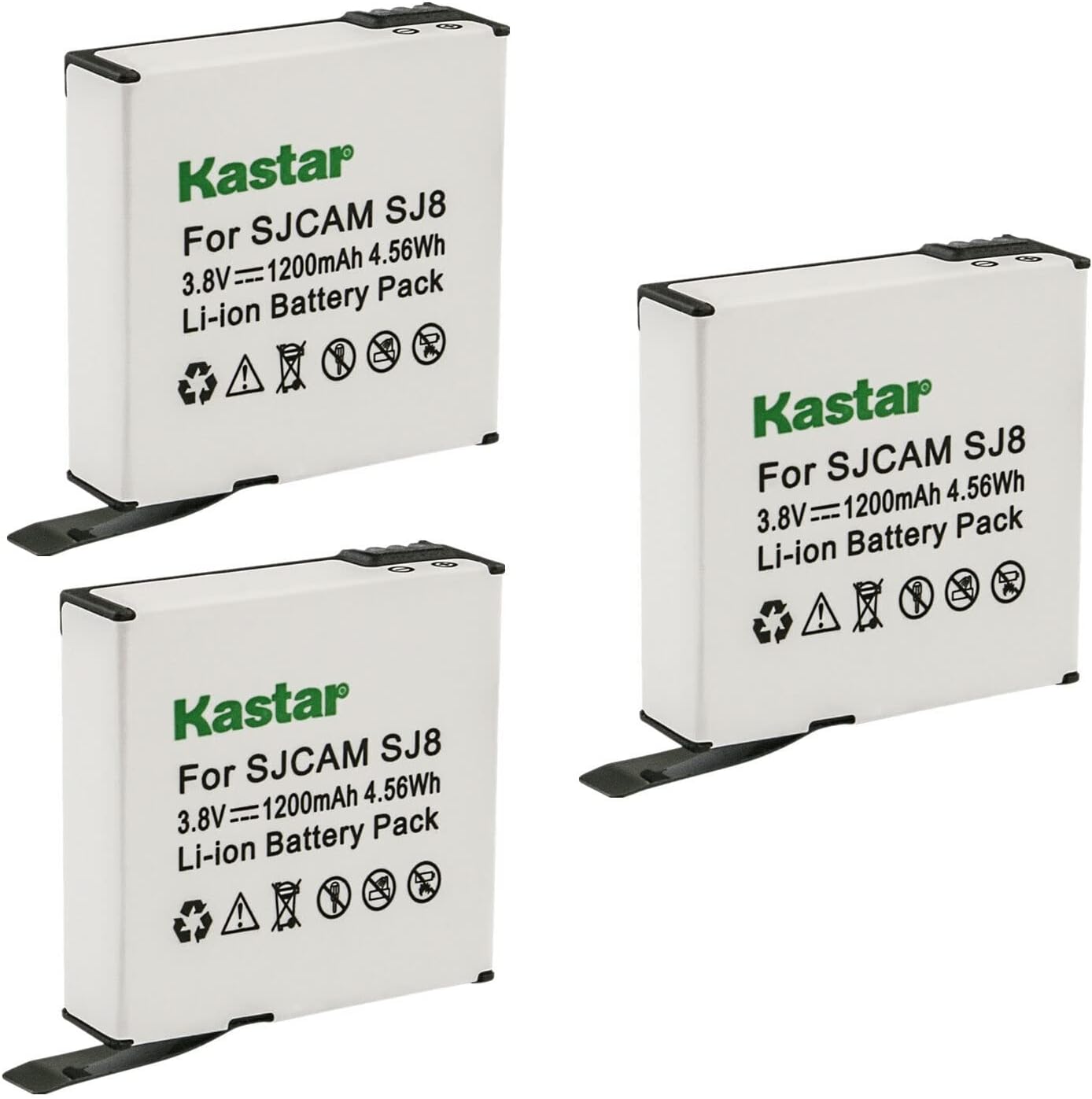 Kastar 3-Pack SJ8 Battery Replacement for SJCAM SJ8 Star, SJCAM SJ8B Battery, SJCAM SJ8 Star Sport Camera, SJCAM SJ8 Star 4K Ultra HD Action Camera
