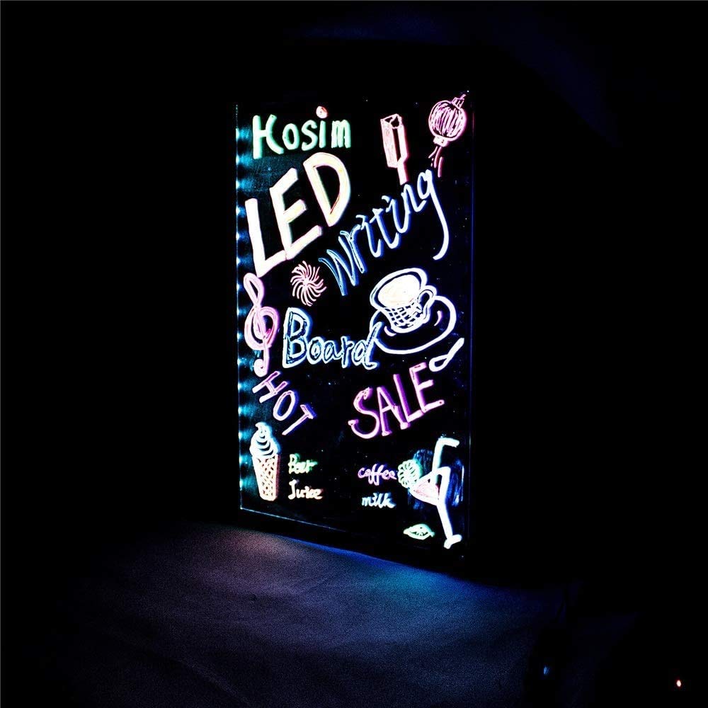 Lavagna per gesso 50 * 70 cm Lavagna decorativa per messaggi Lavagna fluorescente a LED Lavagna pubblicitaria per scrittura a mano appesa per cucina domestica Ufficio all'aperto Pareti scolastiche M