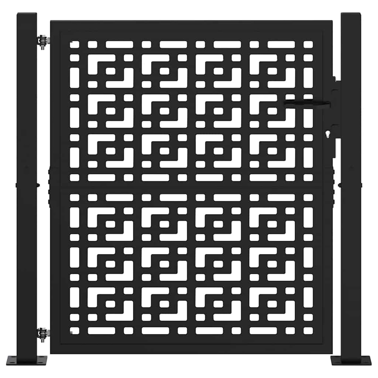 Stahl Gartentor mit Schließsystem, schwarz, 110x106cm, für Terrassen und Einfahrten - Stabiles und Elegantes Design
