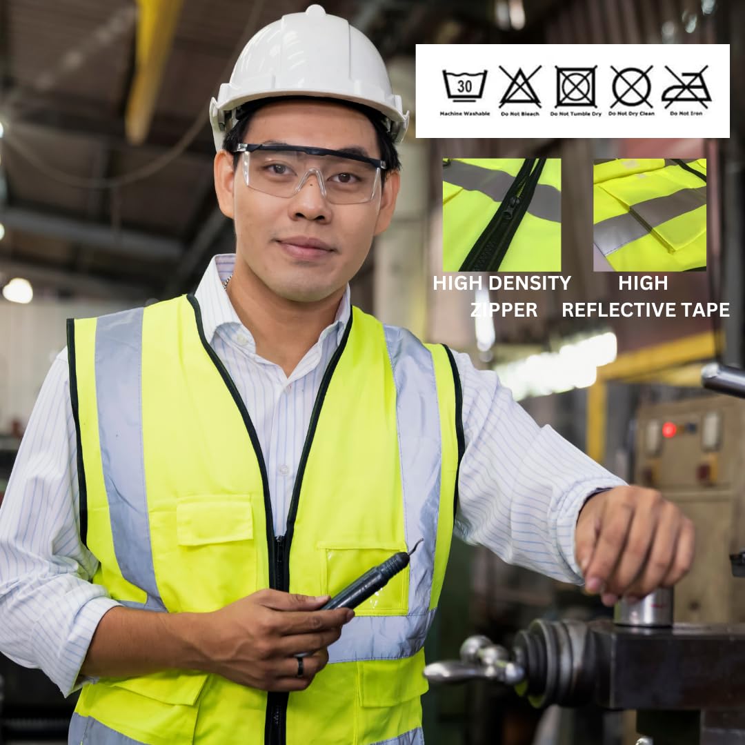 Visibility Hi Vis Vest Waistcoat equestrian high vis Safety, Hi Vis Vests for Women & Men High Visibility Reflective (Green, XL) - Image 4