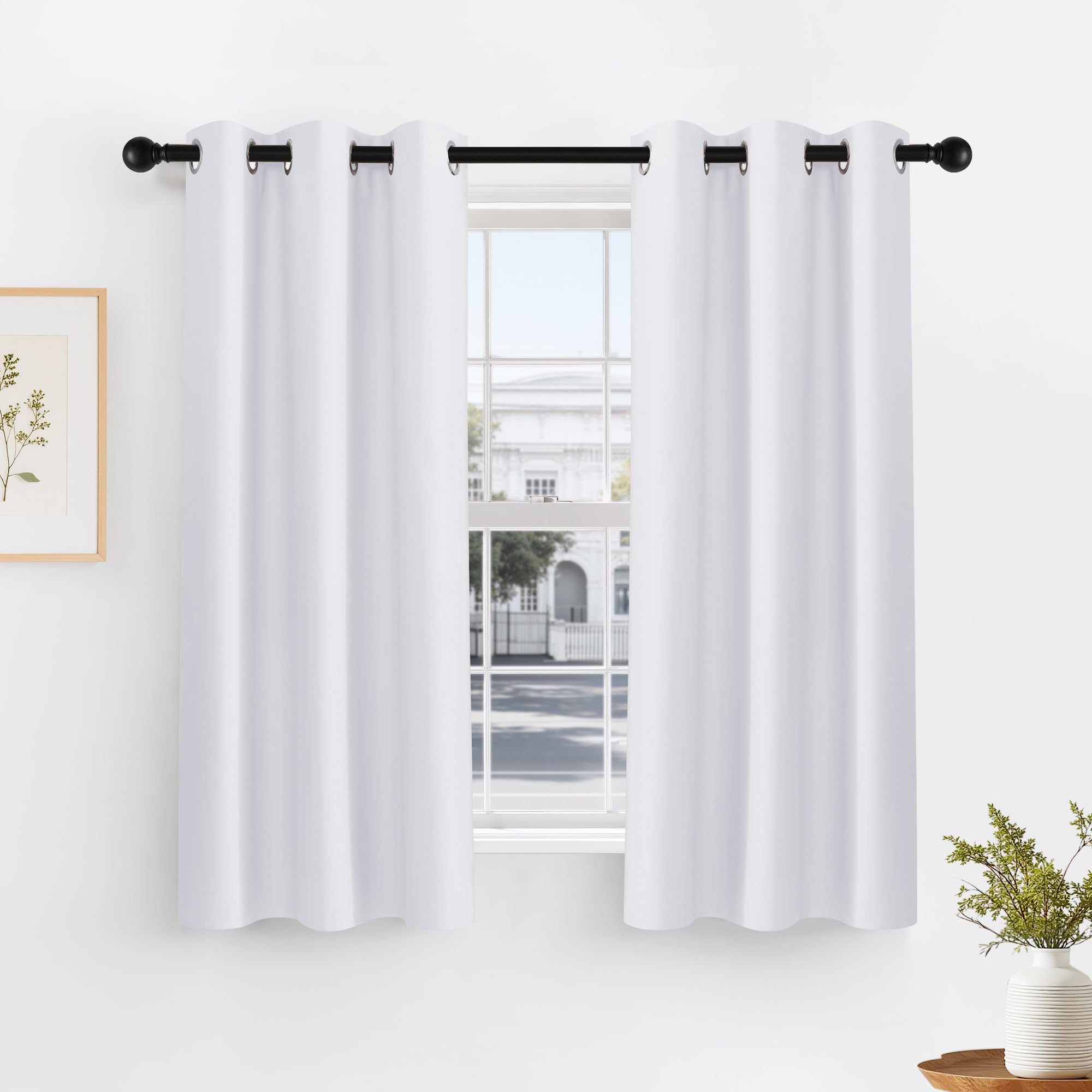 PONY DANCE Pure White Room Darkening Curtains for Living Room, 42" W x 60" L, Thermal Insulated Light Blocking (Reduce 50%-60% Sunlight), Window