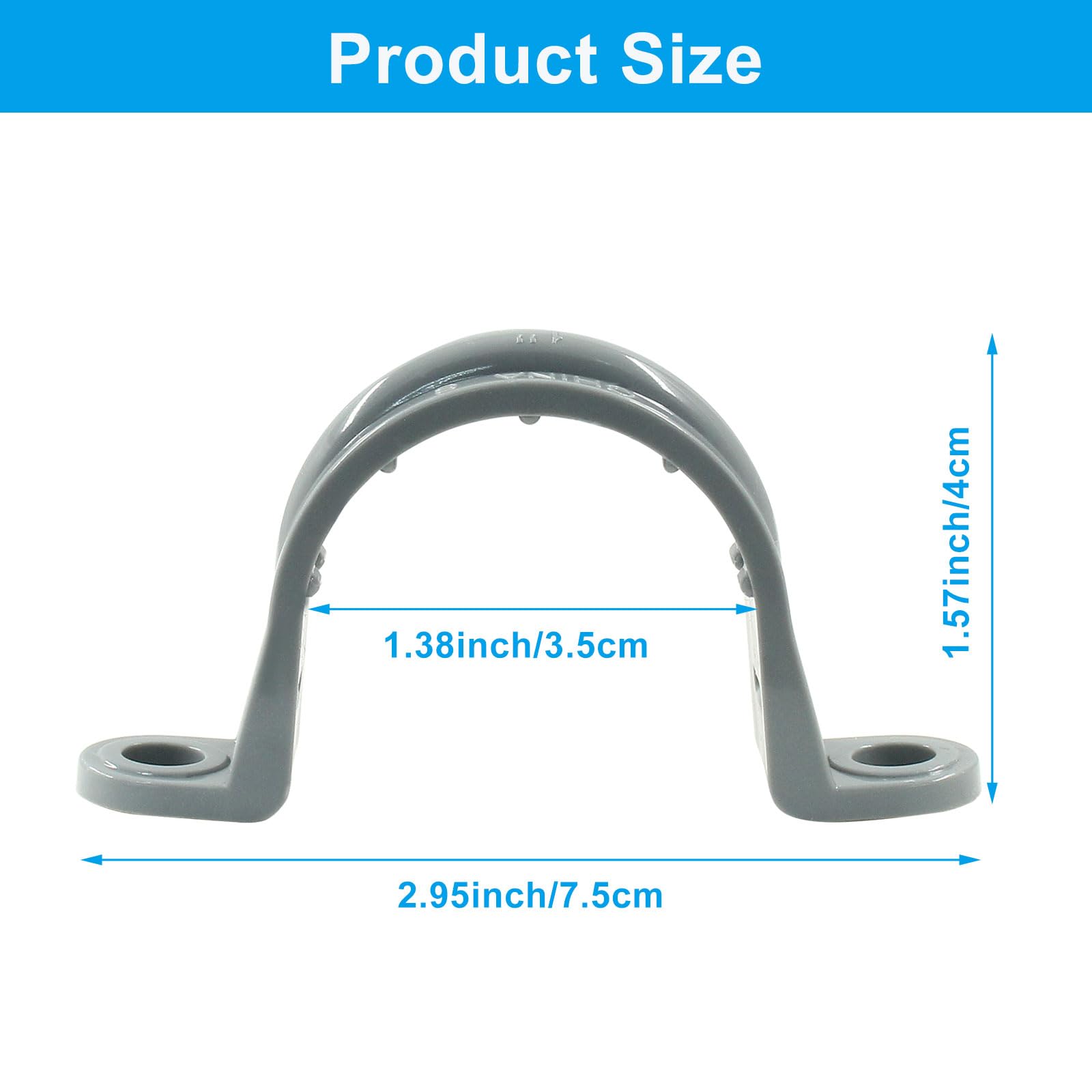 Kemcatui 12-Pack 1-1/2 Inch PVC Pipe Straps – Two-Hole Conduit Clamps For Secure Pipe, Cable & Tube Support