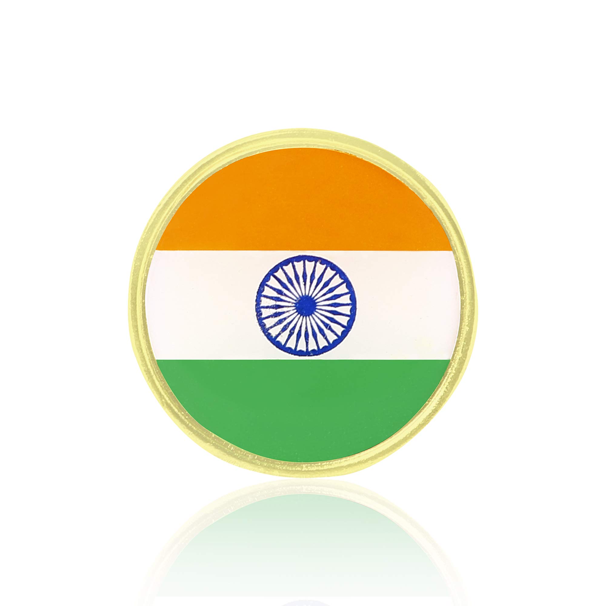 CZARDONICIndian National Flag Tiranga/Tricolor Gold-Plated Metal Badge/Brooch | For Independence Day, Republic Day, Govt. Function, School Function | Safety Pin | Coats, Shirts, T-Shirt and Saree