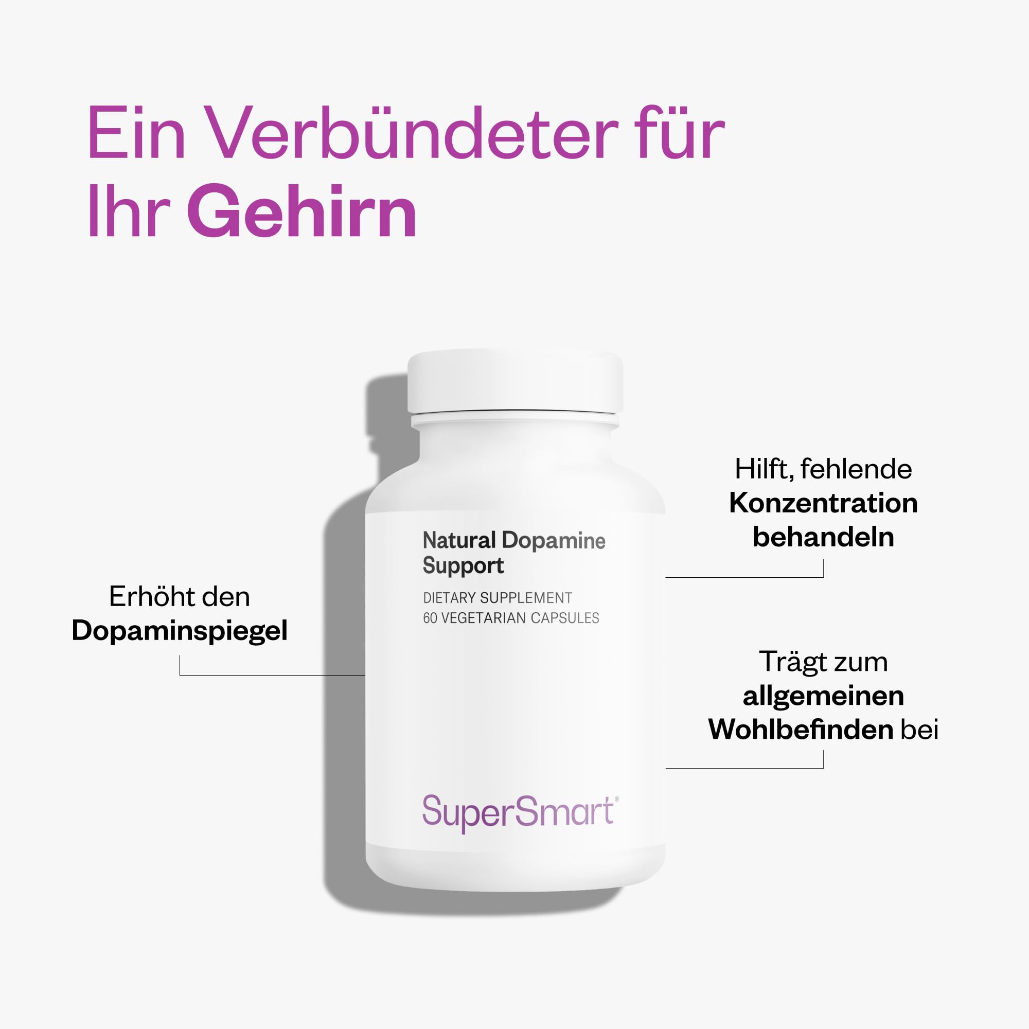 Natürliches Dopamin (Neuravena) - Konzentration - Leistung - Extrakt aus Avena Sativa - 60 Kapseln - Vegan - Glutenfrei - Gentechnikfrei - SuperSmart