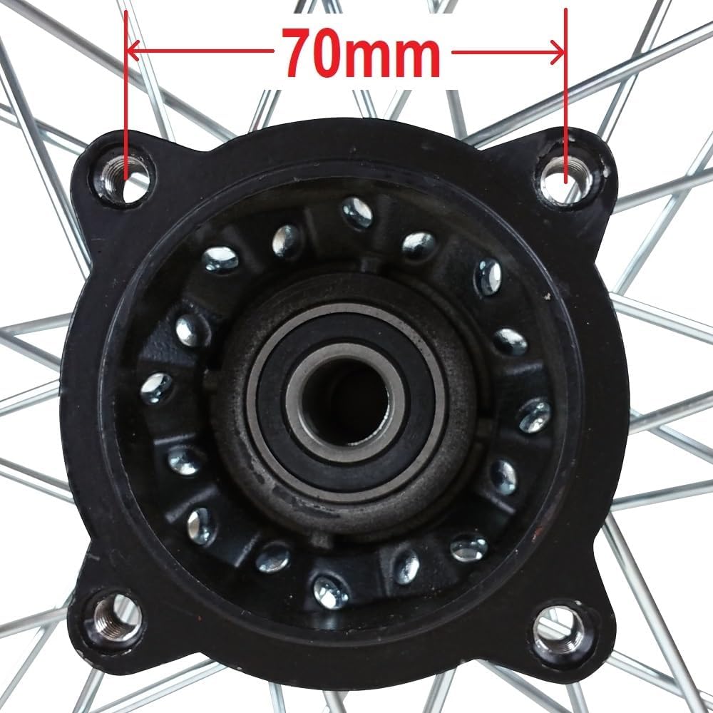 RedCap 14" Front Wheel Rim Assembly for 125cc Apollo Honda XR50 CRF50 TaoTao DB14 SSR Sunl Off-Road Dirt Pit Bike Fits 15mm Axle ID (Steel Black Rim)
