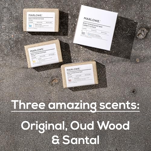 MARLOWE-No-102-Mens-Body-Scrub-Soap-7-Ounce-Variety-Trio-Exfoliating-Body-Soap-Bars-for-Men-Natural-Ingredients-Green-Tea-Extract-3-Scents MARLOWE No 102 Mens Body Scrub Soap 7 Ounce Variety Trio Exfoliating Body Soap Bars for Men Natural Ingredients Green Tea Extract 3 Scents