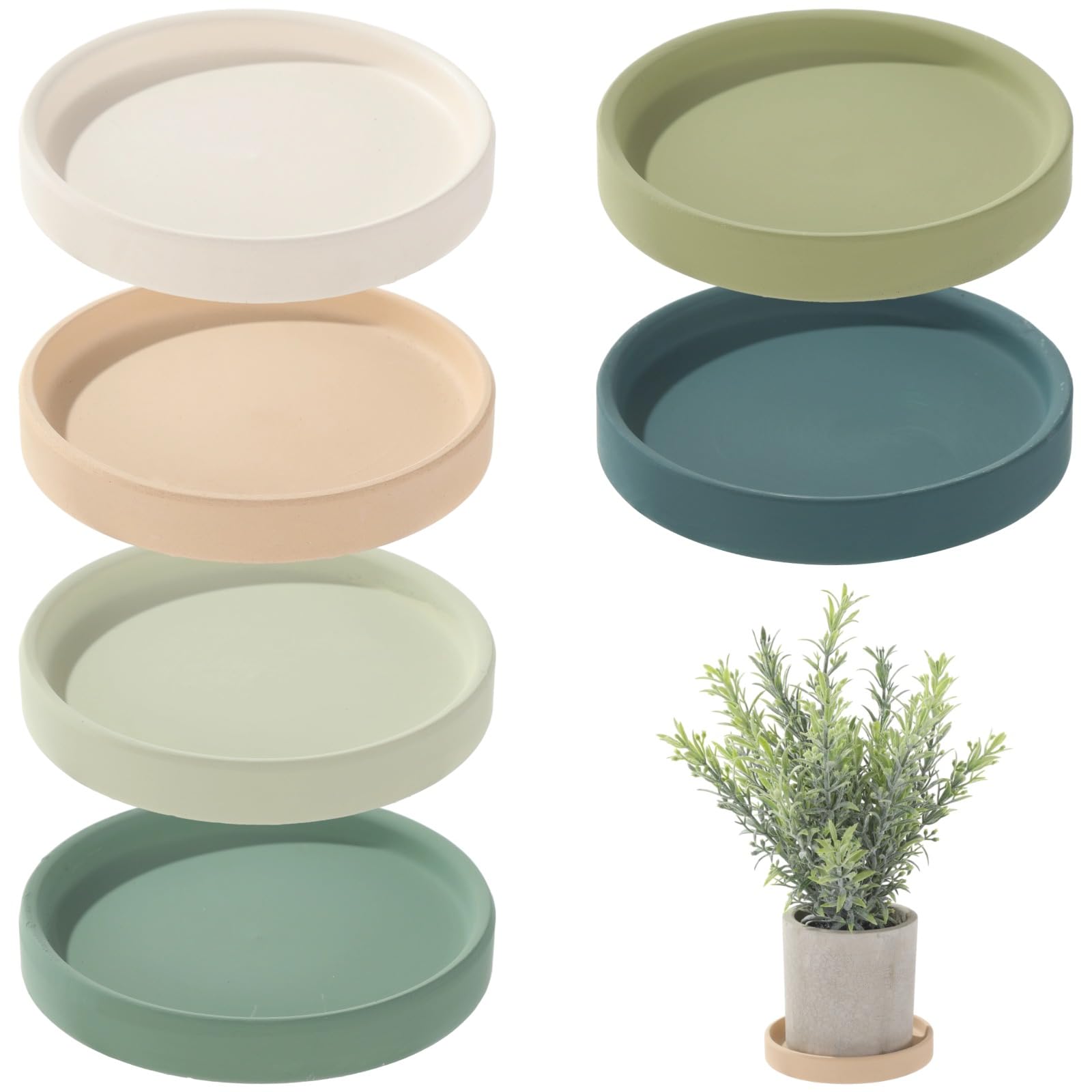 6 szt. ceramicznych podkładek na rośliny, nowoczesne, okrągłe tacki ociekowe do doniczek wewnętrznych, matowa powierzchnia, podkładki pod doniczki do domu, biura, na parapet i dekorację stołu, do