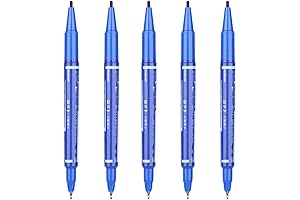 5-Pack Blue Tattoo Skin Scribe Pen Dual-Tip Marker for Piercing and Surgical Tattooing