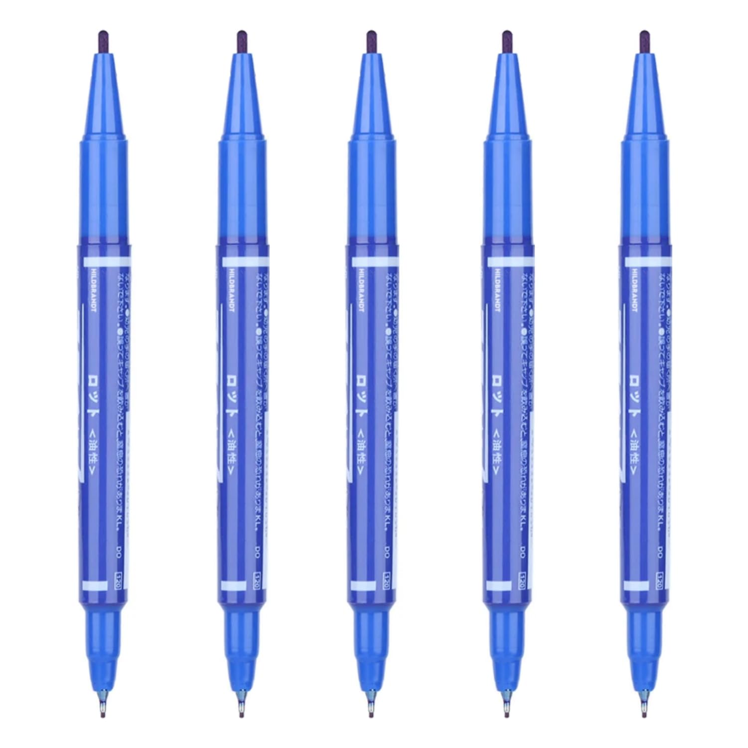 Hildbrandt Tattoo Skin Scribe Pen Dual-Tip Marker Piercing Marking Surgical Tattooing (5 Pack, Blue)