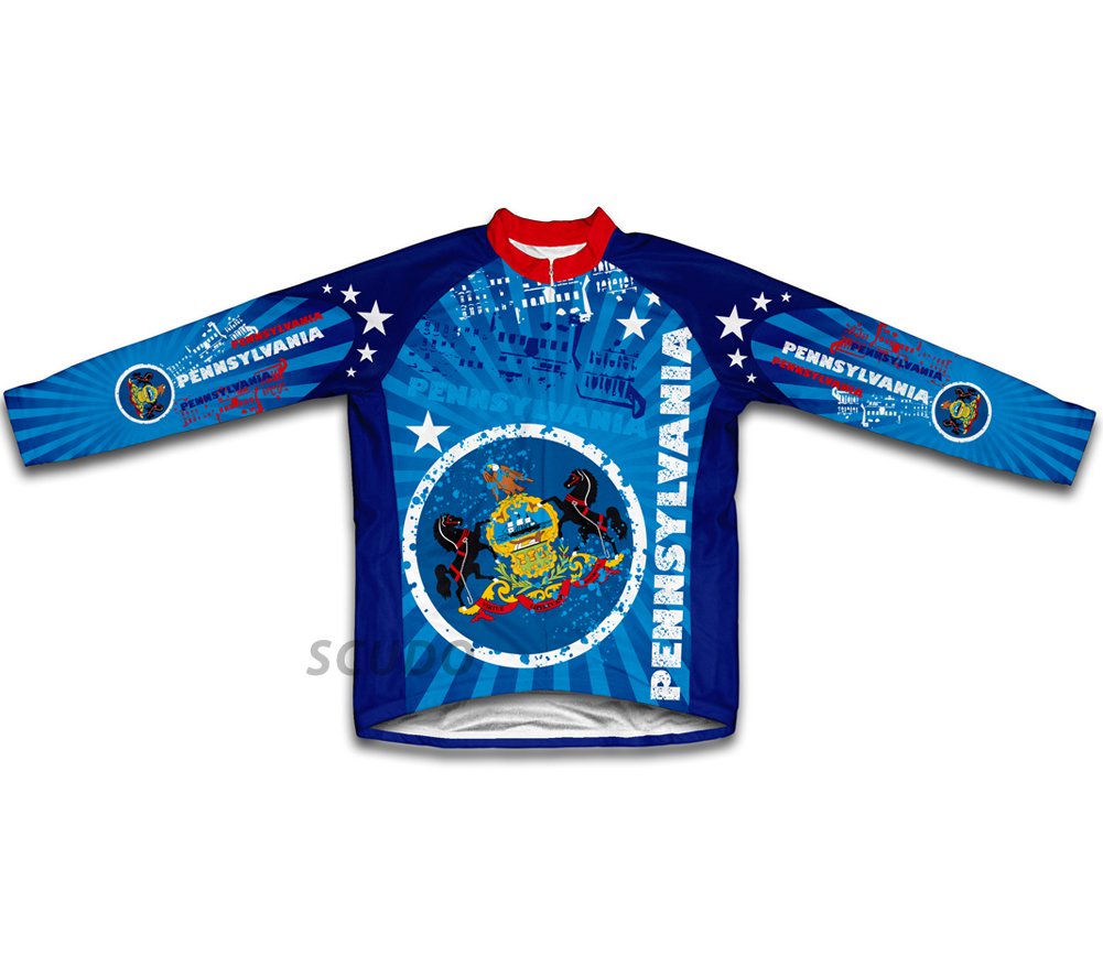 ScudoPro Pennsylvania Winter Thermal Cycling Jersey for Men - Size 4XL Blue