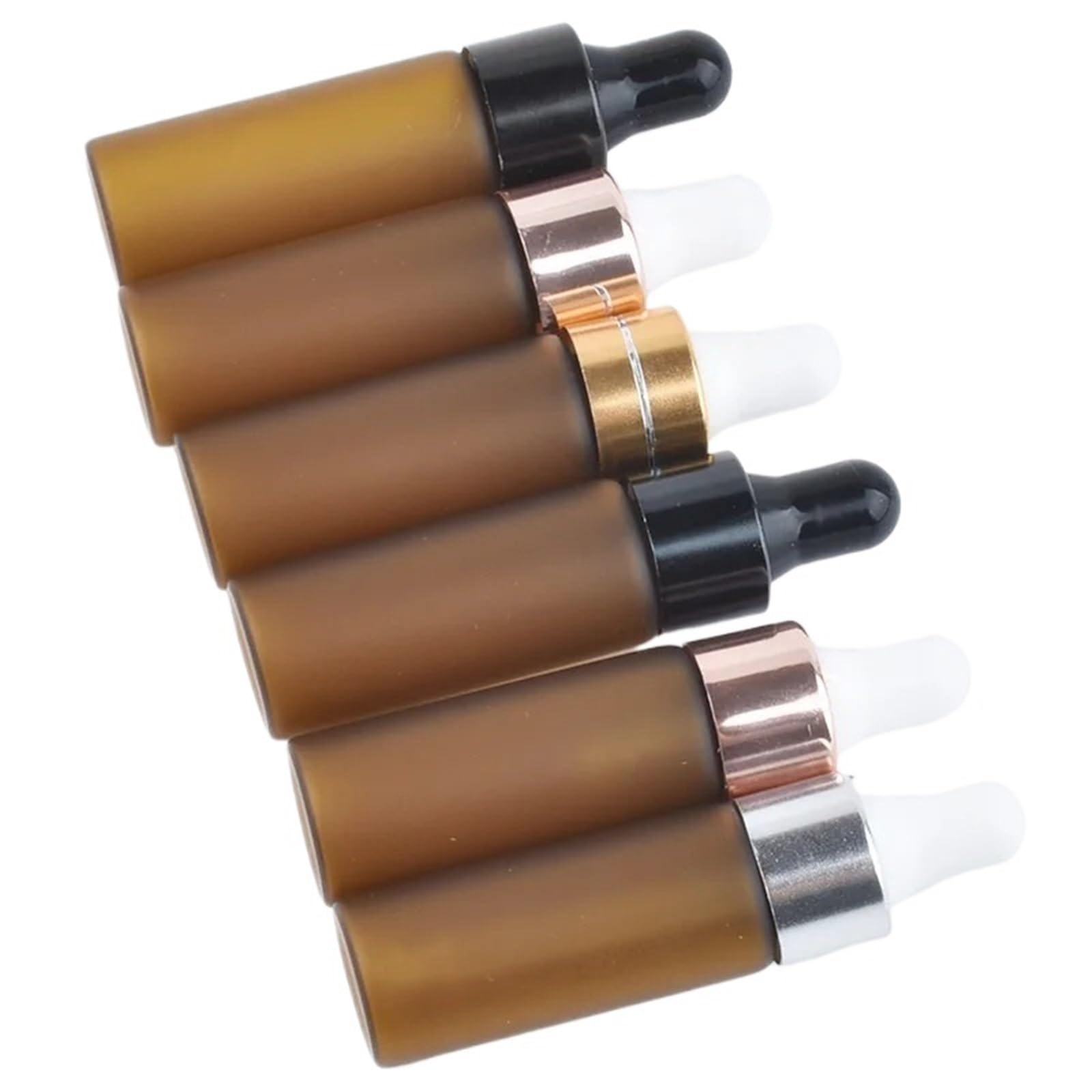 Contagocce 30 pezzi 100 5 ml flaconi contagocce in vetro ambrato satinato riutilizzabili vuoti di olio essenziale for pipetta da massaggio(Black With white,50pcs)