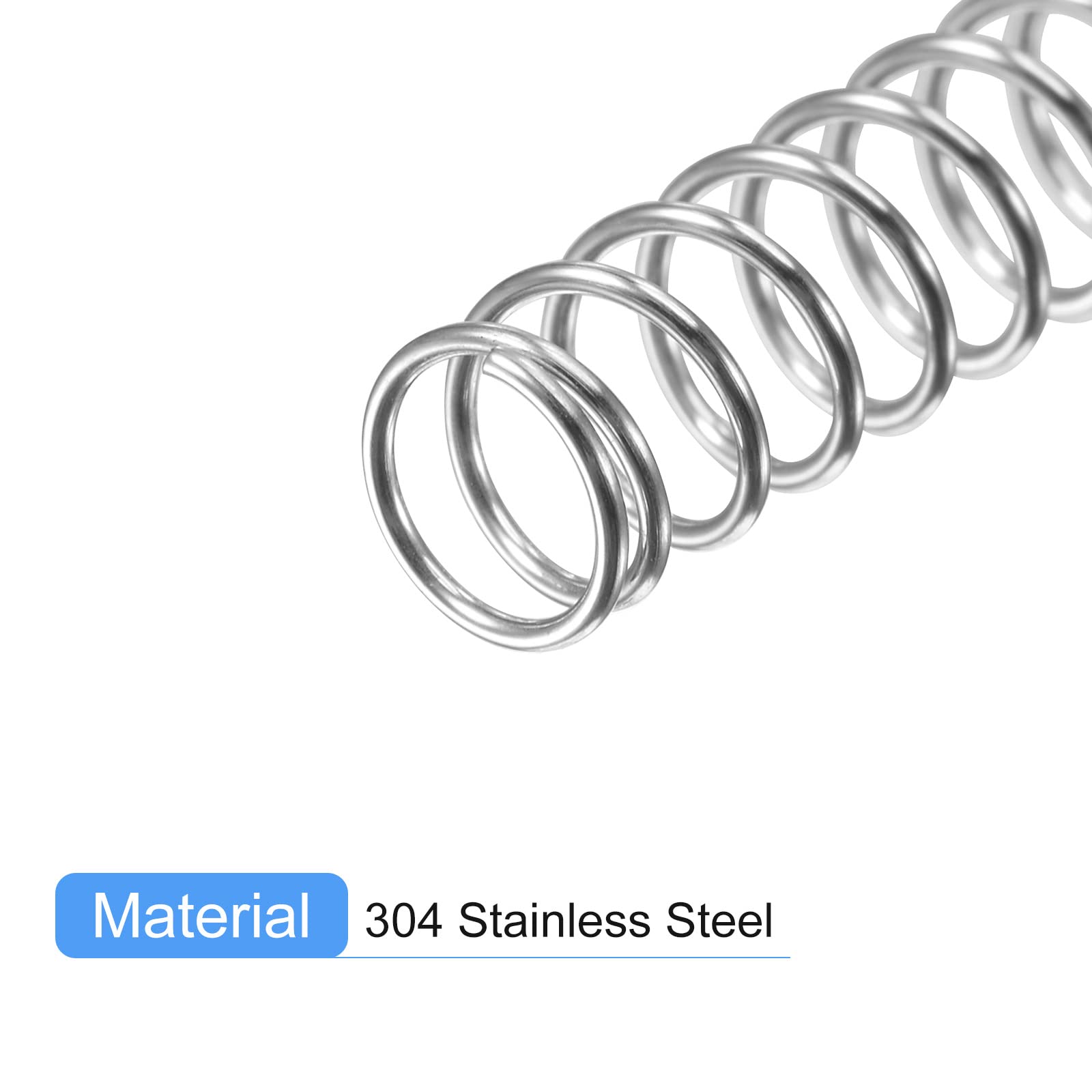 uxcell Compression Spring, 5Pcs 304 Stainless Steel, 5mm OD, 0.5mm Wire Size, 25mm Free Length, Silver Tone — Amazon image 4