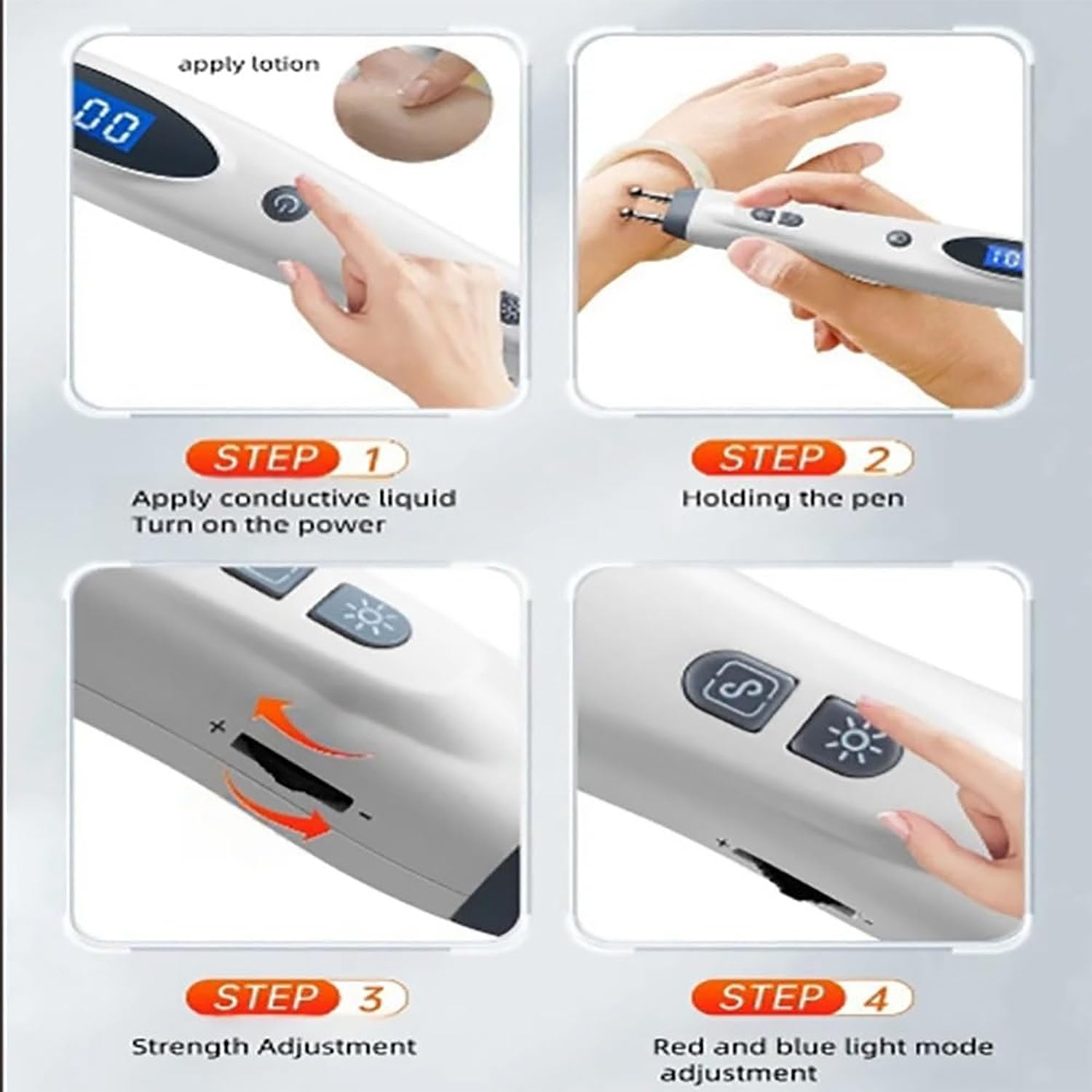 Bolígrafo Eléctrico para Masaje De Meridianos Y Acupuntura, Bolígrafo para Terapia del Dolor con Acupuntura Y Masaje De Meridianos con Doble Punta, Ajuste De Intensidad En 10 Niveles Y 5 Modos