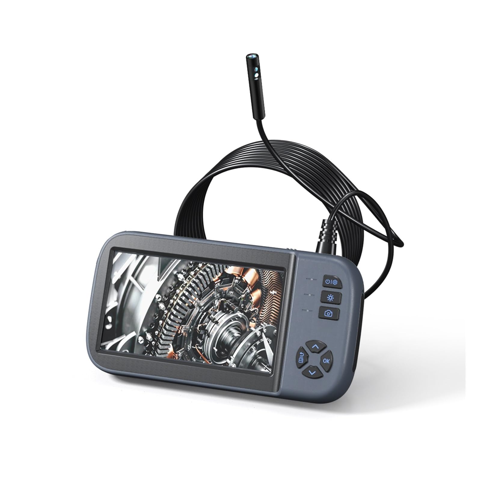 Telecamera Endoscopica, Periscopio a doppia lente 1080P HD 8mm Endoscopio industriale Schermo IPS da 4,5 pollici Telecamera di ispezione flessibile serpente impermeabile(1m,Dual lens)