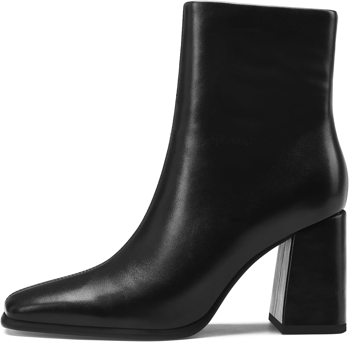 Women's Chunky Heel Ankle Booties Square Toe Short Boots