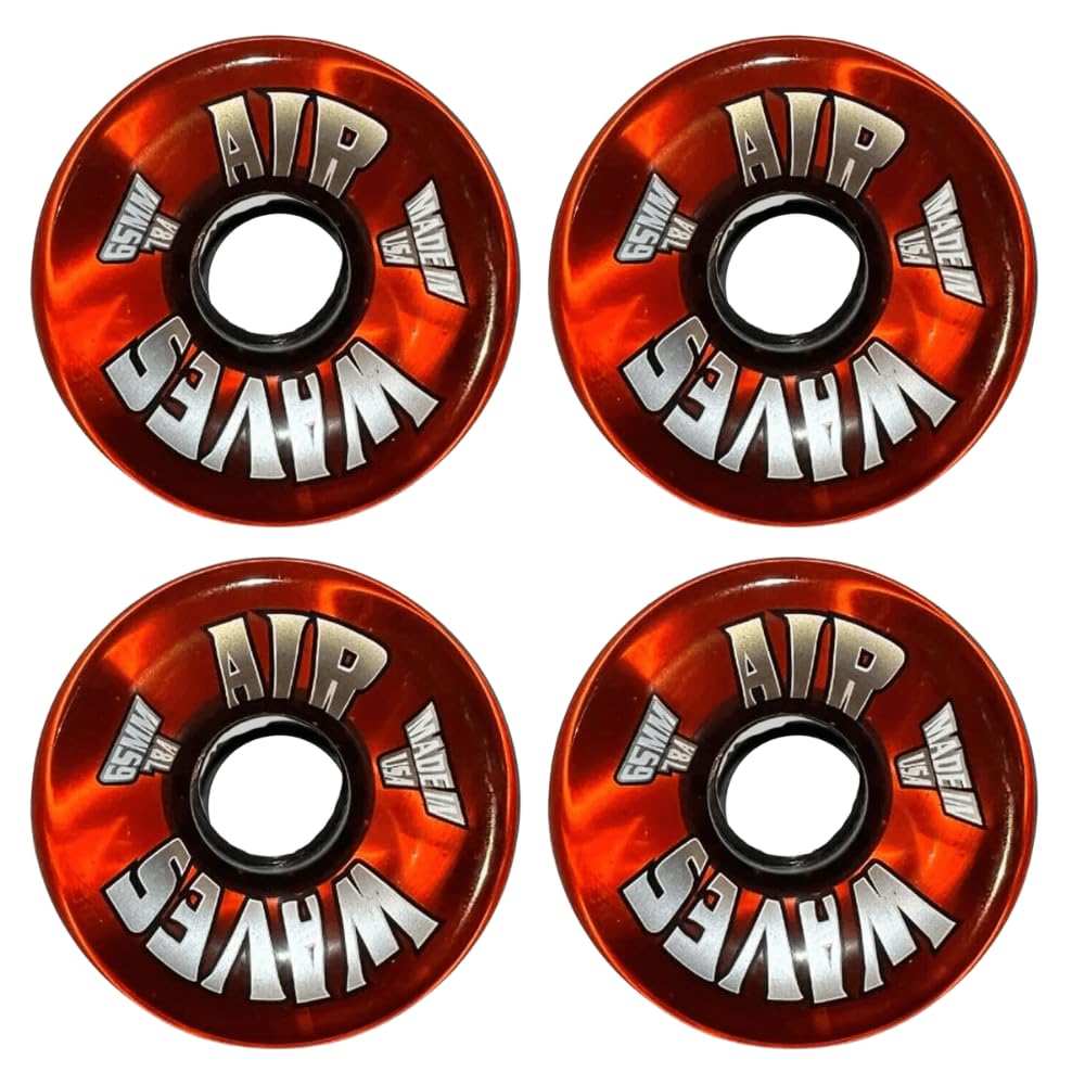 Willies Air Waves Quad Skate Wheel, Clear, 65mm, 78A (4, Clear Orange)