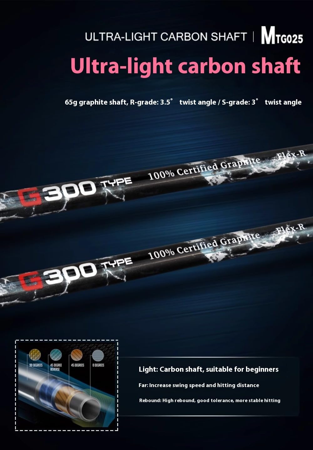 #1/3/5 Bâton de golf en bois pour droitier ou gaucher Loft 10,5-18 degré Lumière R/S Arbre en carbone Fairway Woods