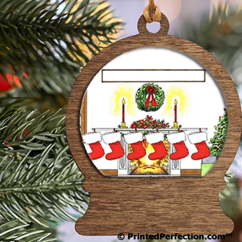 PrintedPerfection.com Personalized Christmas Stocking - 6 Wooden Snow Globe Shaped Christmas Ornament