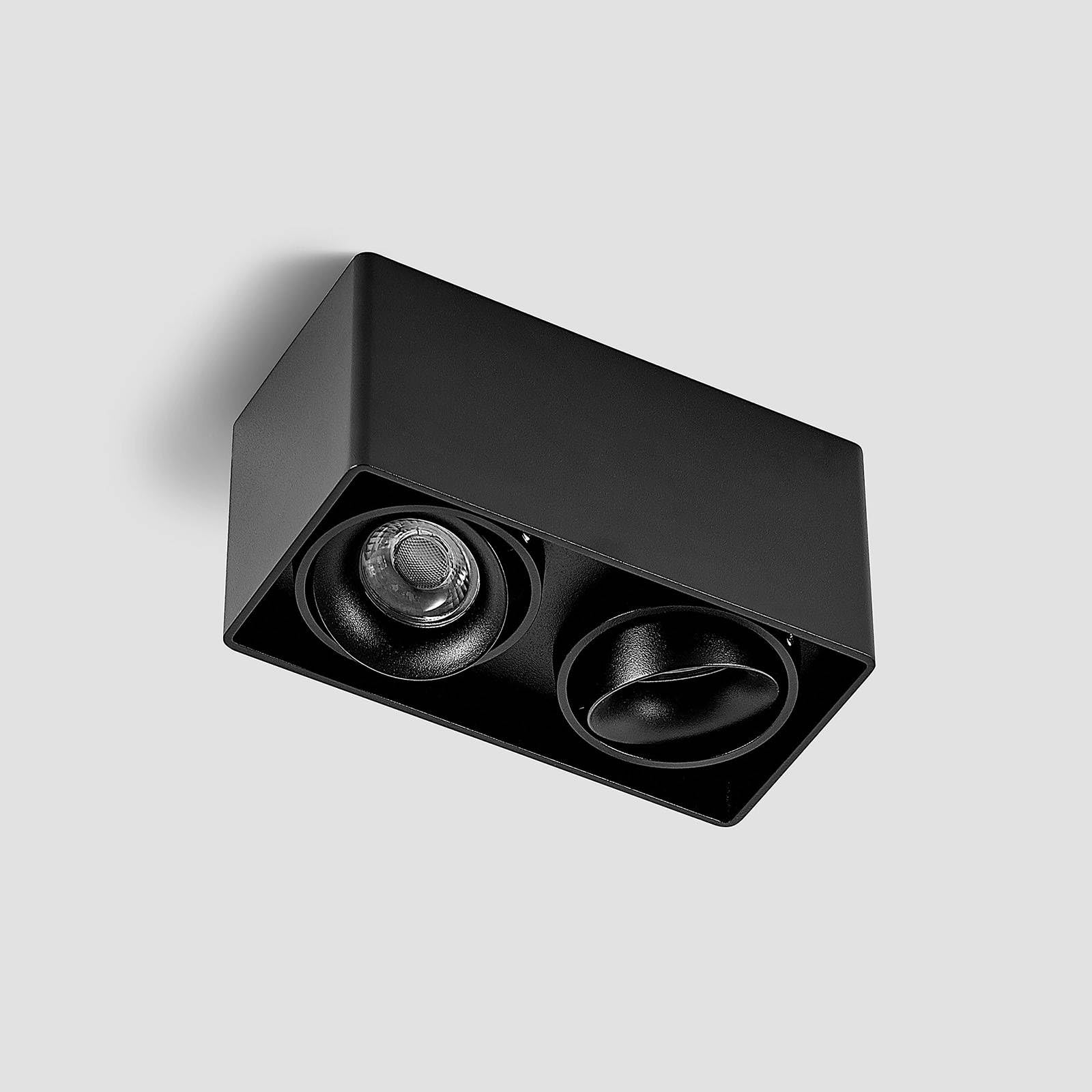 Arcchio lámpara de techo en negro, plafón | lámpara de salón, gu10, 2 bombillas, moderno, angular para pasillo, sala de estar, salón, cocina, comedor