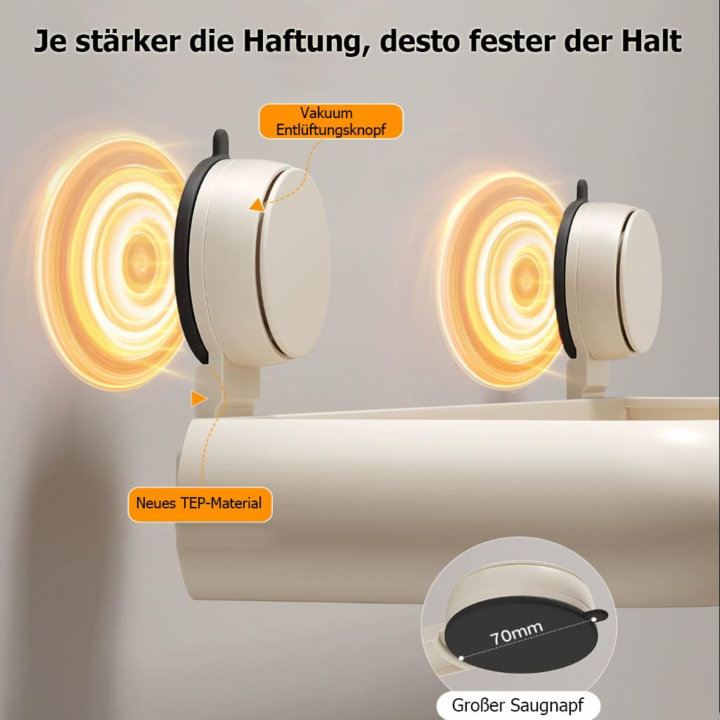 Estante de Ducha sin taladrar Organizador de baño con Ventosa, Estante de Pared con toallero y Ganchos, Estante de Ducha para Gel de Ducha, cepillos de Dientes, cremas,B,50cm