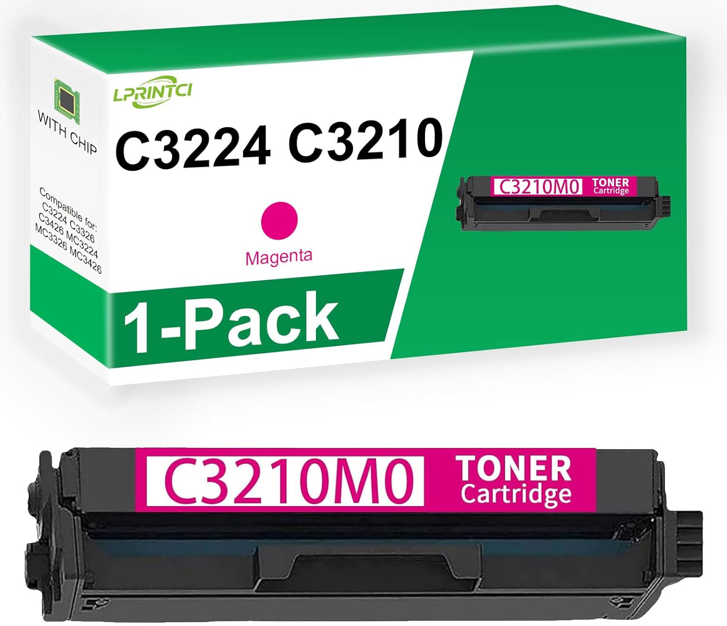 C3224 C3210 Toner Cartridge Replacement Compatible for Lexmark C3224 C3326 C3426 MC3224 MC3326 MC3426 Printers-1500 Page Yield, Smart Chip (C3210M0 1 Pack Magenta)