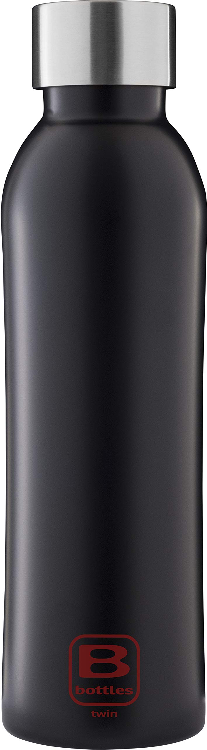 Bugatti B Bottles Twin Bouteille Isotherme Garde Les liquides Chauds Pendant 12h Froid Pendant 24h la Glace Pendant 36h Bouteille Acier Inoxydable 18/10 écologique (Black, 500)