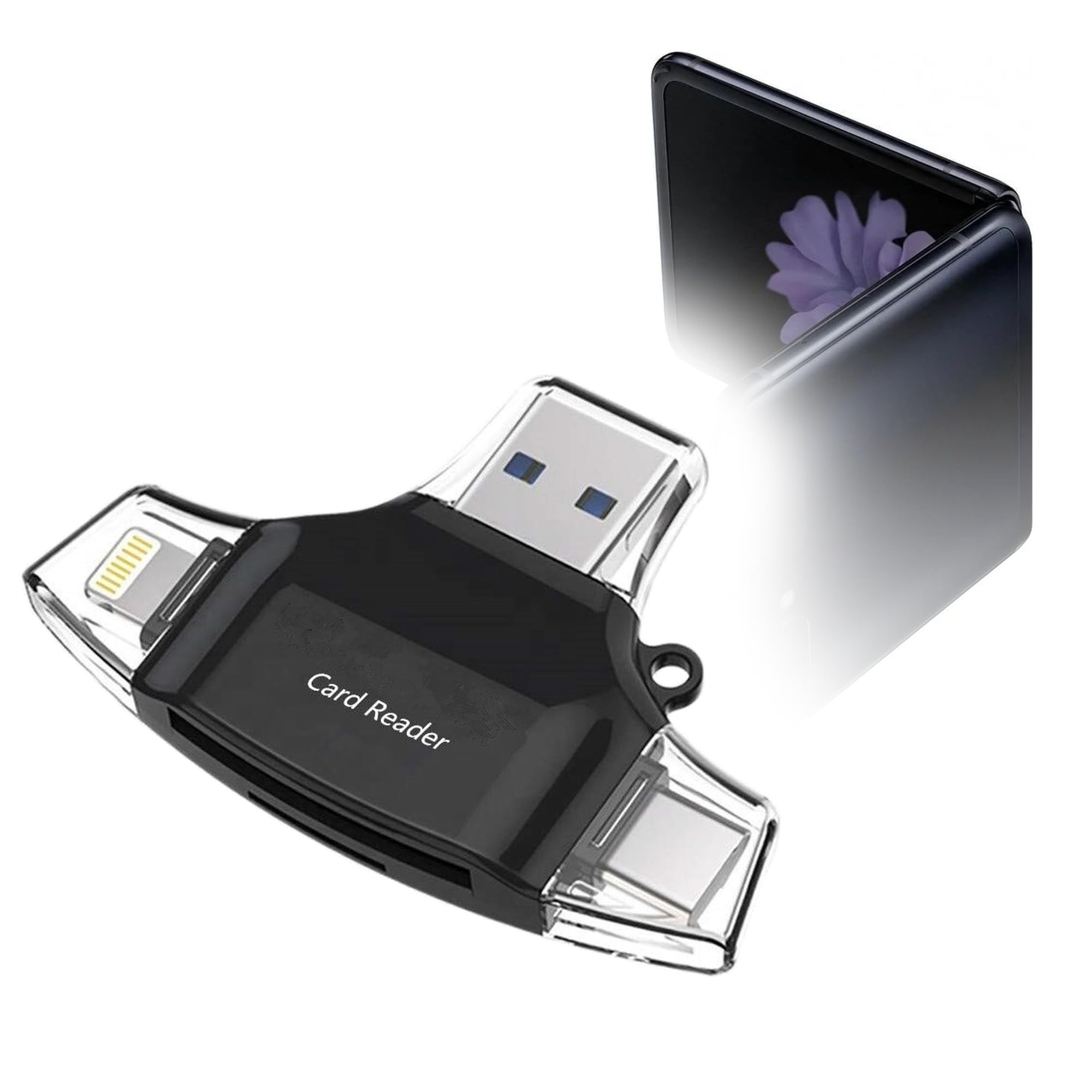 BoxWave Smart Gadget Compatible with Samsung Galaxy Z Flip - AllReader SD Card Reader, microSD Card Reader SD Compact USB - Jet Black-image-11