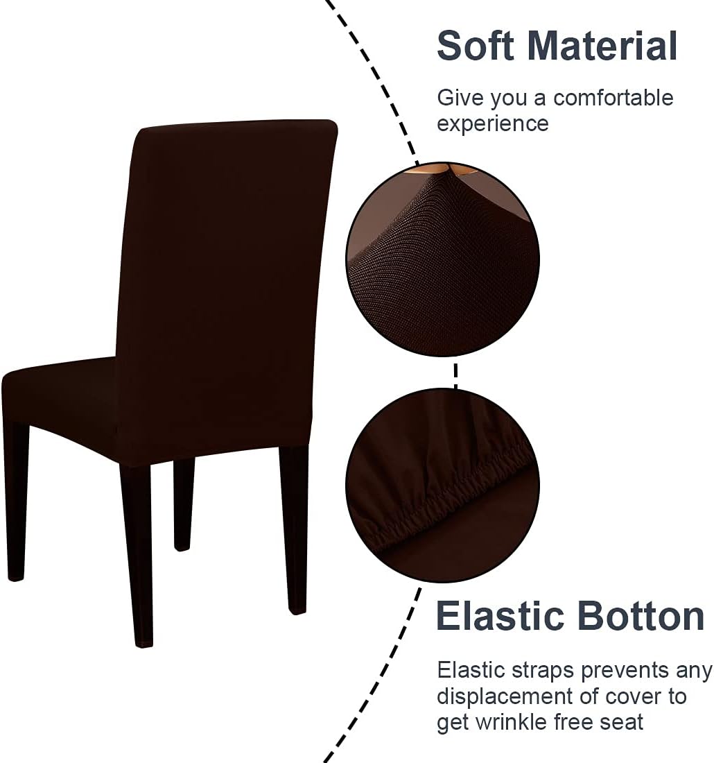 Limited Discount JQinHome 4 Pcs Dining Chair Slipcover,High Stretch Removable Washable Chair Seat Protector Cover for Home Party Hotel Wedding Ceremony (Pack of 4, Coffee) Flash Sale Buy 1 get 1 JQinHome 4 Pcs Dining Chair Slipcover,High Stretch Removable Washable Chair Seat Protector Cover for Home Party Hotel Wedding Ceremony (Pack of 4, Coffee)