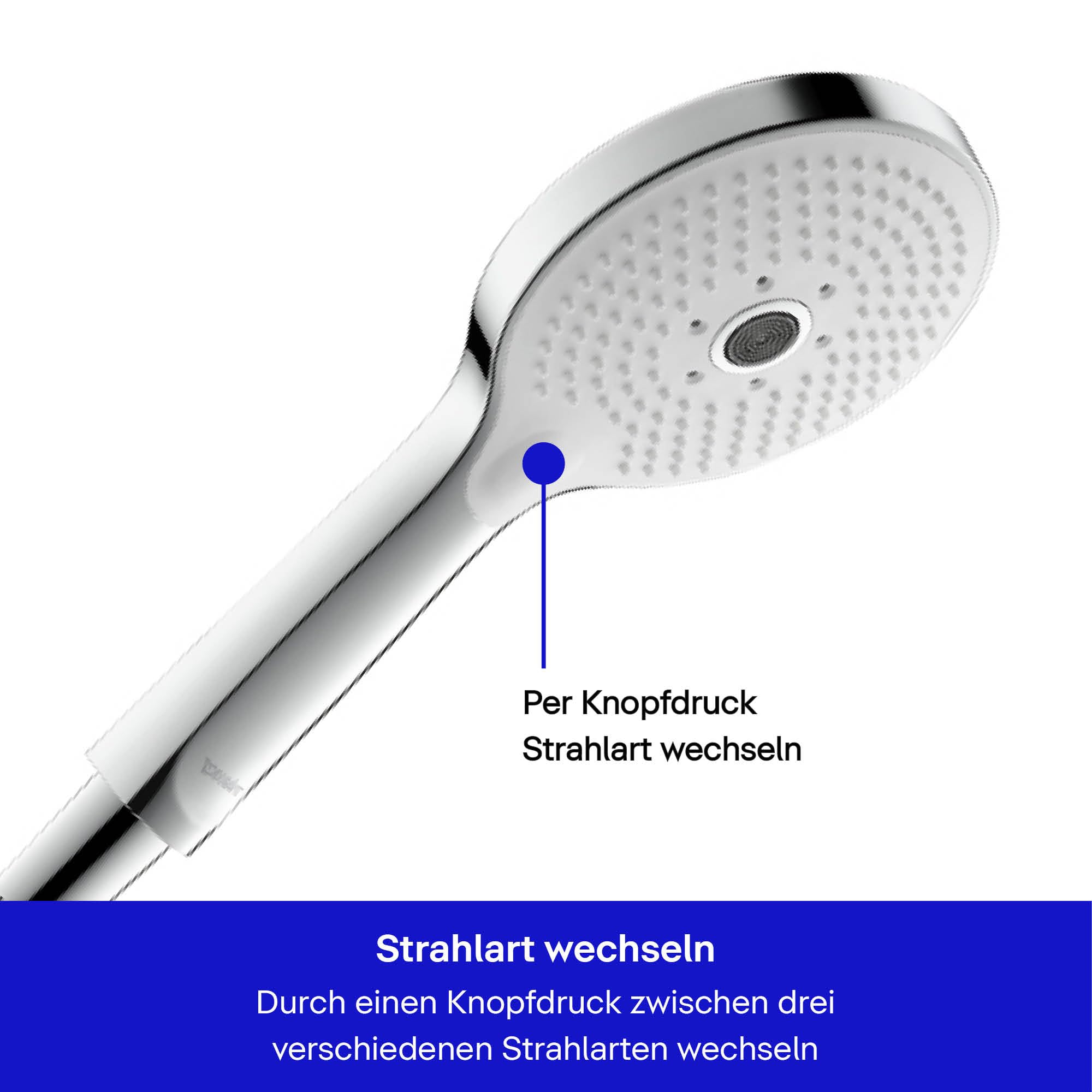 Duravit Duschsystem, wassersparendes Shower System, Duschkopf mit 3 Strahlarten (Rain, Pulse, Mono), im Winkel verstellbar, Duschset reinigungsfreundlich, Duschsystem mit Thermostat, Chrom/Weiß