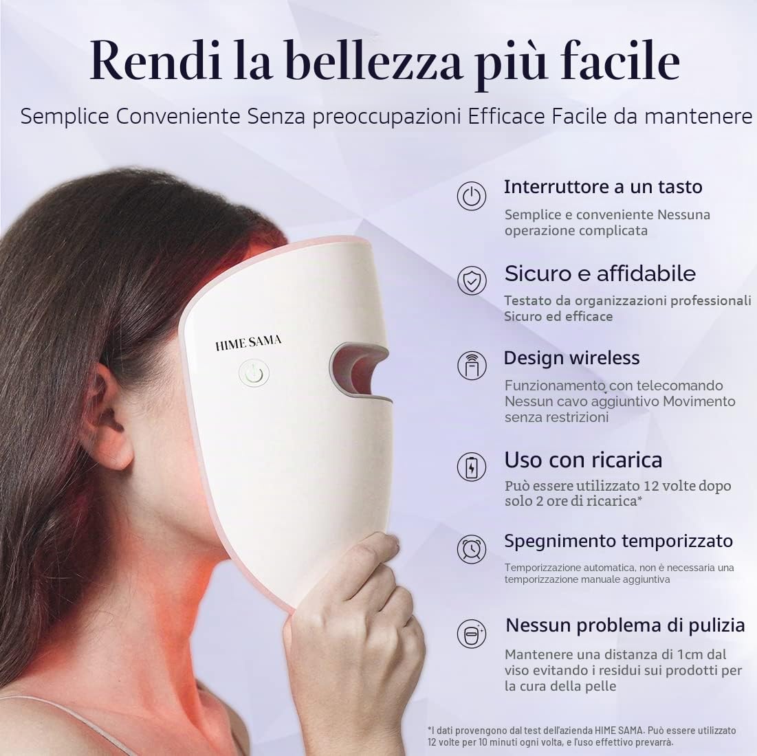 HIME SAMA Maschera Viso Led, Miracle STAR | maschera per la cura della pelle con luce rossa + nir e blu per rughe antietà, maschera per la pelle domestica per viso ‎