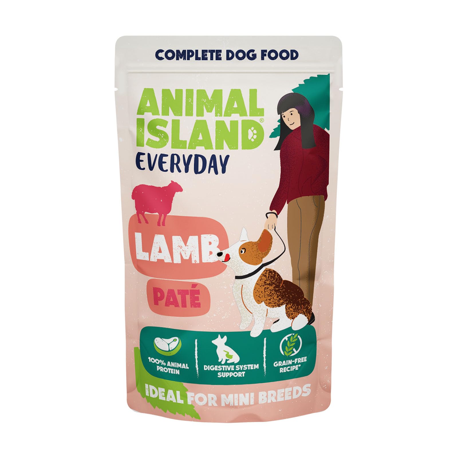 Animal Island Everyday Alimento Umido Cani Taglia Piccola Patè Agnello Maiale Tacchino Brodo Manzo Alimento Completo Bustina, 10 x 150g