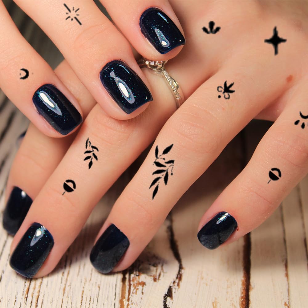 10 Sheets Temporary Tattoos Finger Stickers Small Tiny Finger Fake Tattoos Black Plant Butterfly Semi Permanent Tattoos Waterproof Long Lasting Tattoo Stickers for Women Girls Adults and Kids - Image 4
