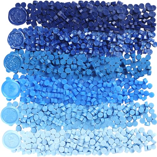 Image of 600pcs Metallic Wax Seal Beads,6 Assorted Metallic Color Sealing Wax Beads Ideal for Wax Seal Stamp Wedding Letter Envelope Decor Wine Bottle Wax Sealing (Blue Series)
