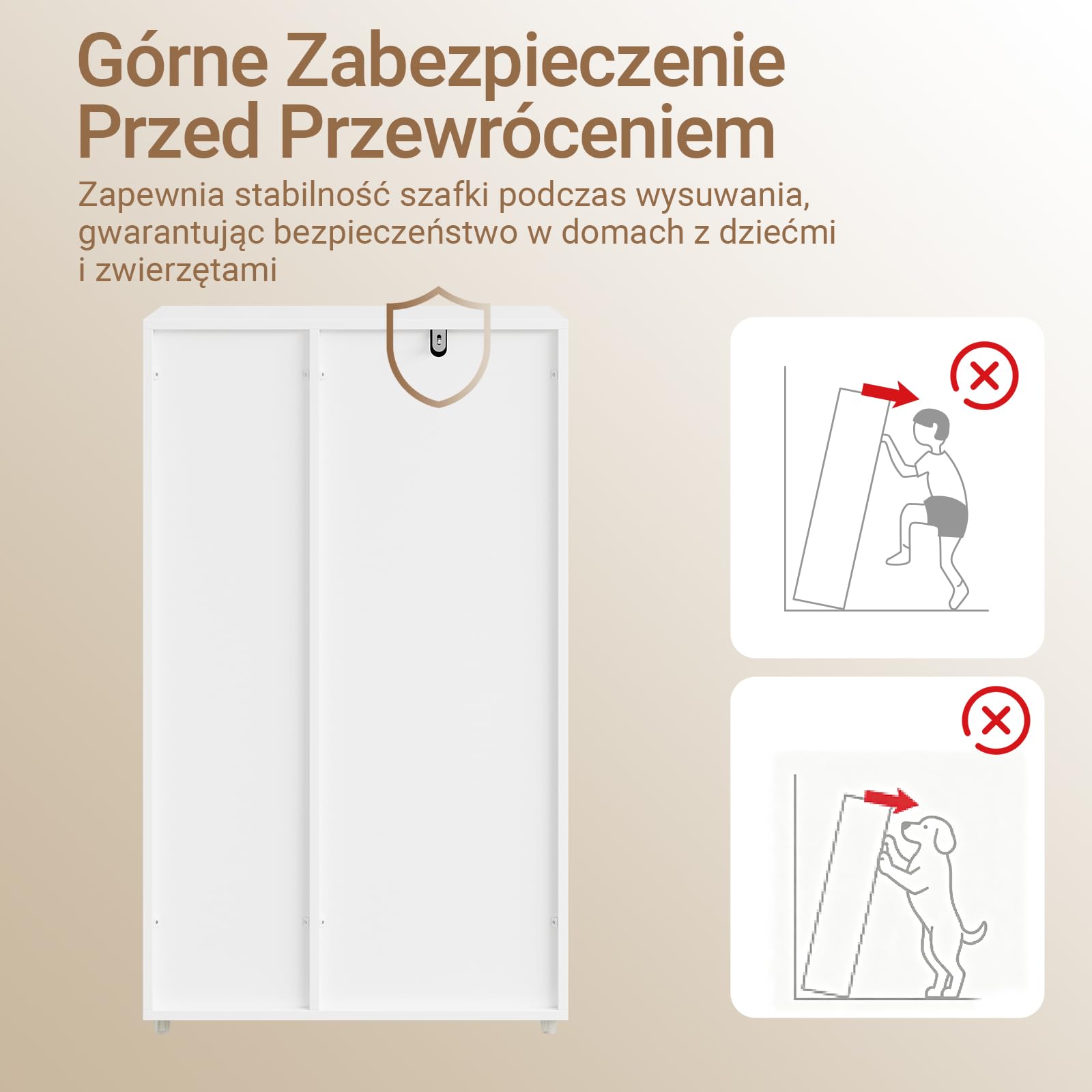 SoBuy BZR218-W szafka łazienkowa z koszem na pranie – wąska szafka łazienkowa z 2 szufladami z materiału, szerokość 50 cm, regał łazienkowy