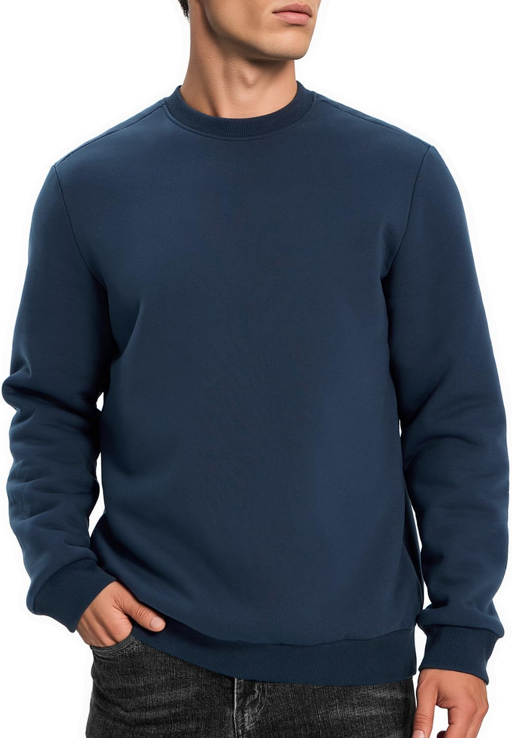 HODOSPORTS Mens Crewneck Sherpa Lined Sweatshirts Fleece Lined Pullover Shirts Warm Heavyweight Basic Tops Winter Clothes - Image 6