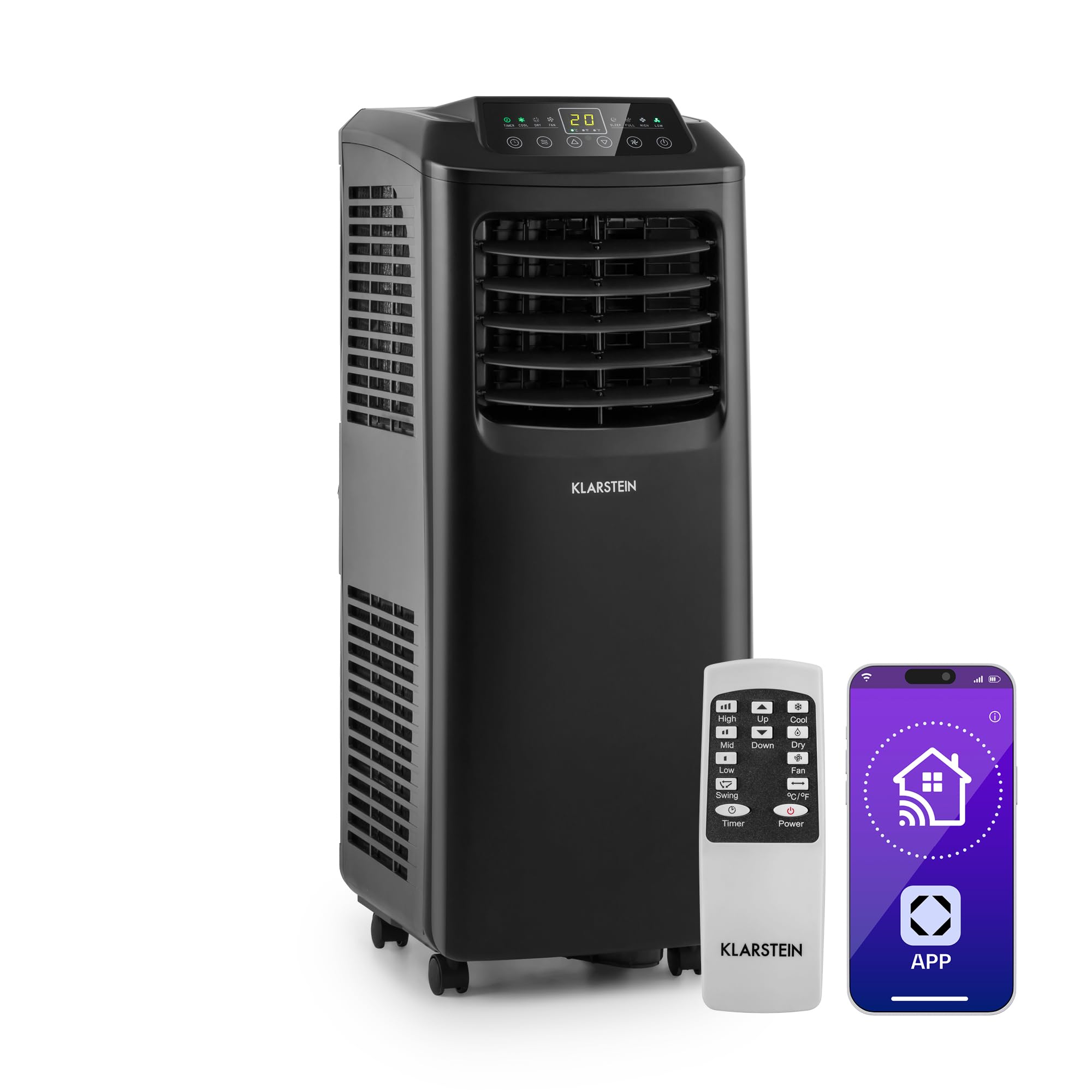 Klarstein 4-in-1 mobile Klimaanlage mit App-Steuerung, 9000 BTU, Weiß