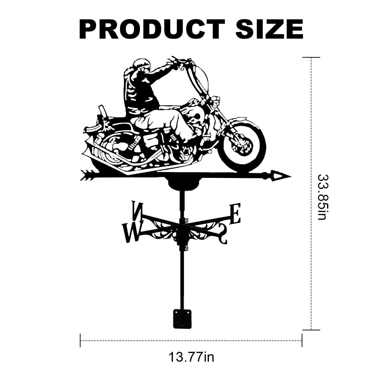 ANCHA Store Motorrad-Wetterfahnen, Schwarze Wetterfahne, Edelstahl-Farbmesswerkzeug, für Gartendachdekoration