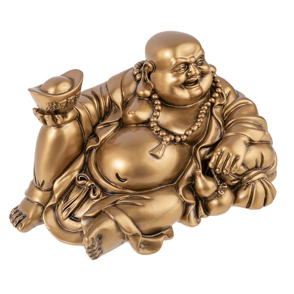 lachineuse – Große goldene Statue des lachenden Buddha – 25 x 14 x 17 cm