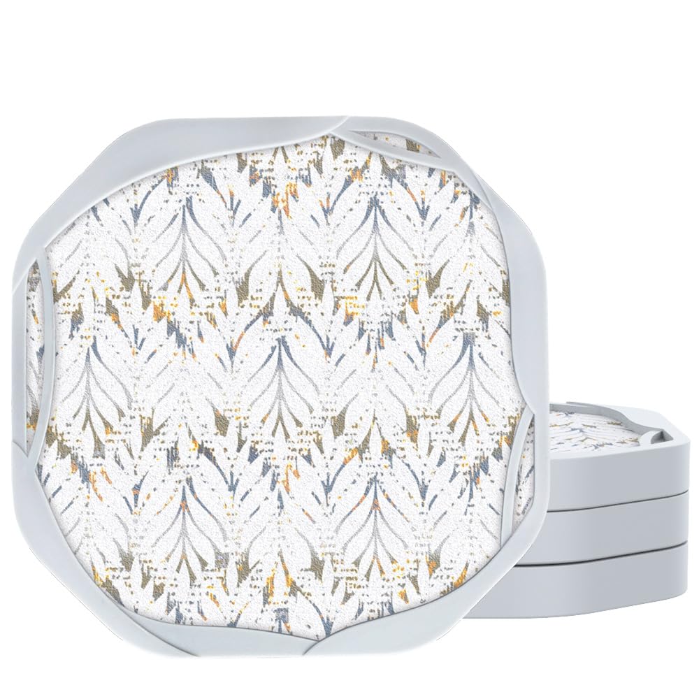 UMIRRO Coasters for Drinks, Absorbent Felt Pads with Silicone Cases for Coffee Table, Non-Slip, Unbreakable, Easy to Clean, 4'', 4 Pack, G5D2-S031AA