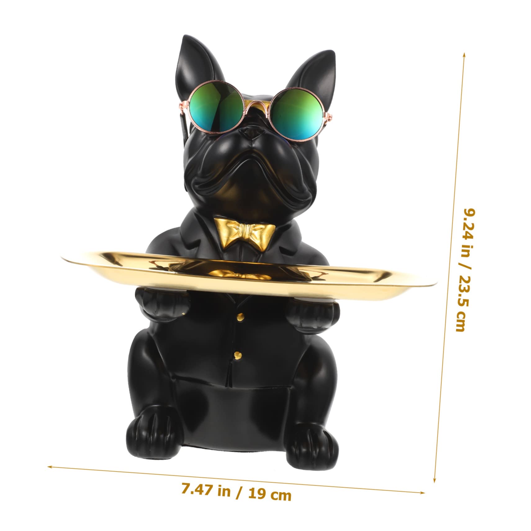 Healvian Bandeja para Llaves Multipropósito y Fácil de Limpiar Forma de Perro de Resina Sintética Negra Adecuado para Decoración Interior y Escritorio