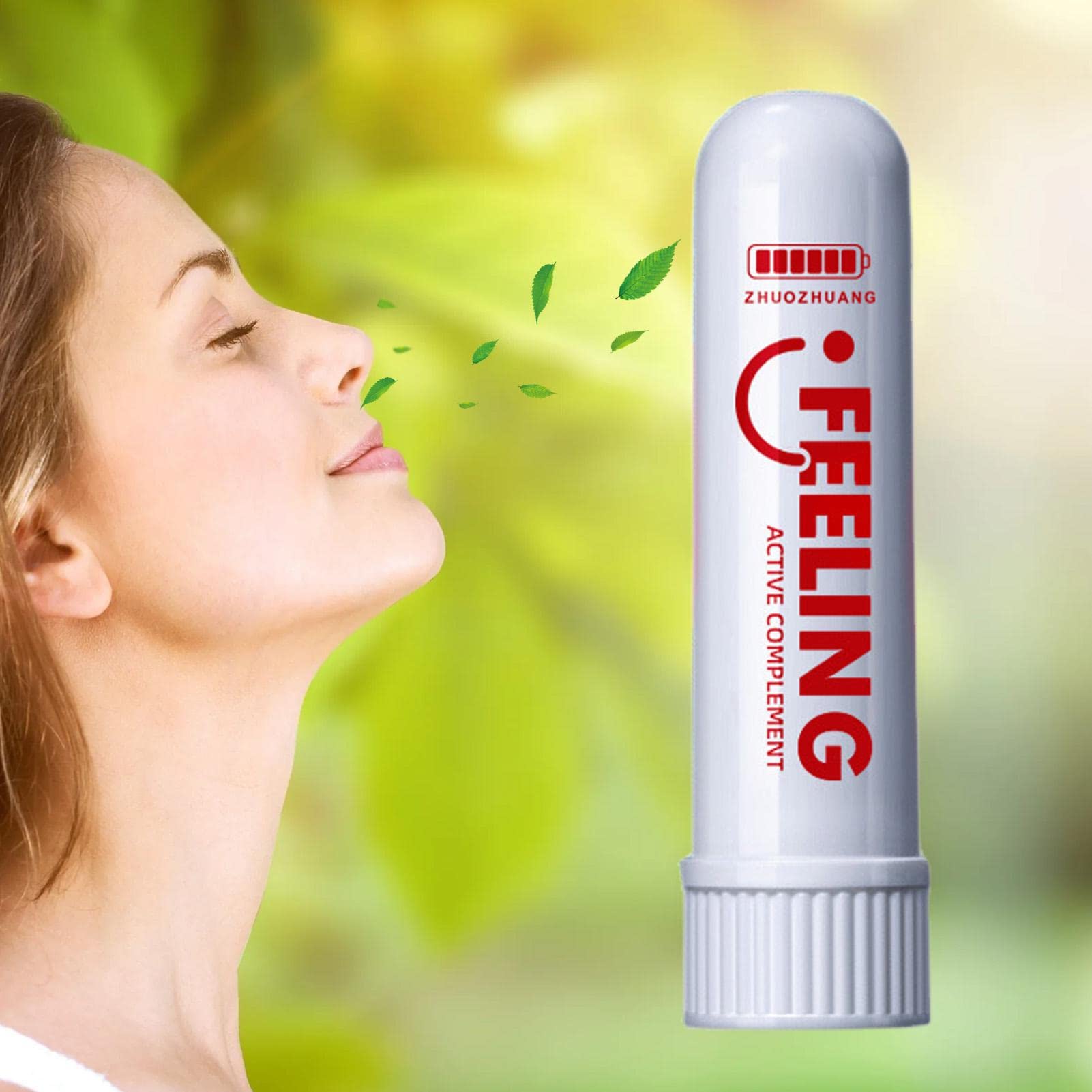 Generisch Inhalator do nosa z miętą do nosa, redukcja stresu, aromaterapia, inhalator do nosa – 1,8 ml inhalator do nosa do odświeżenia umysłu, eliminuje senność, zwiększa koncentrację